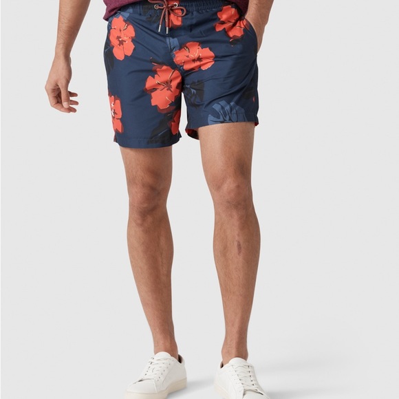 Navy Floral Swim Shorts/Pios Beach Swim Short-Rodd & Gunn - Picture 1 of 1